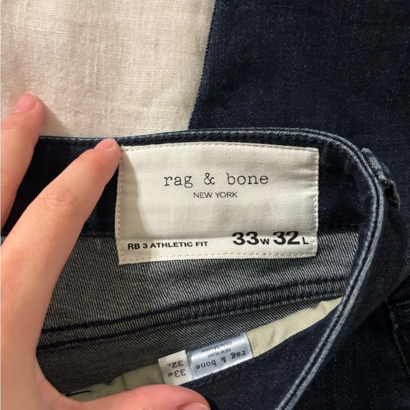 Rag & Bone Men’s Dark Wash Athletic Fit Jeans - Picture 4 of 5